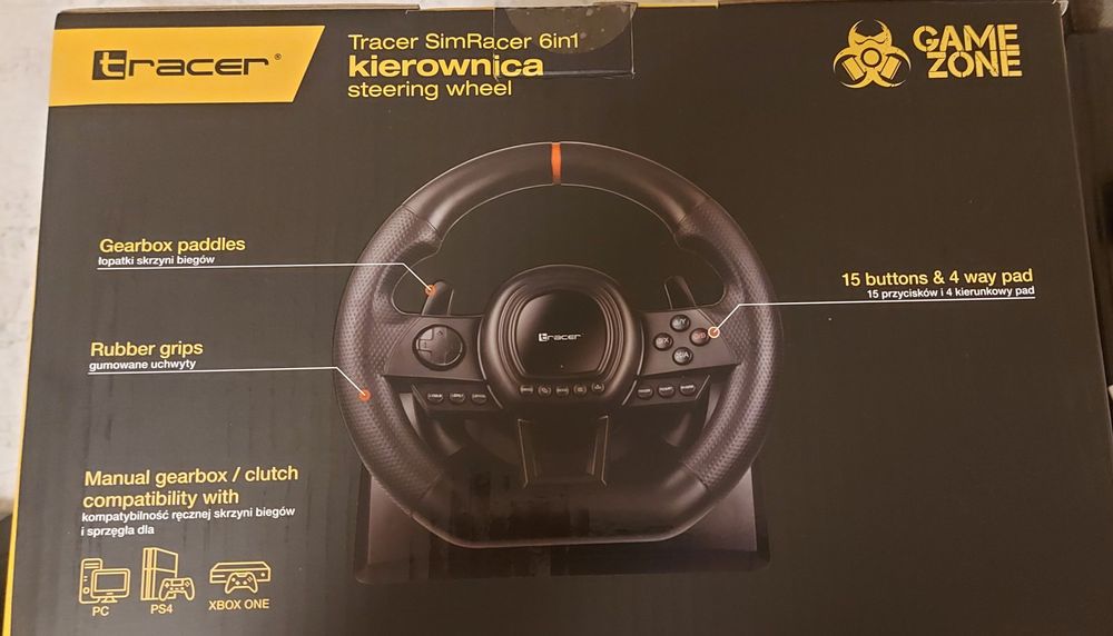 Ігрове кермо з педалями та коробкою передач Tracer SimRacer 6in1