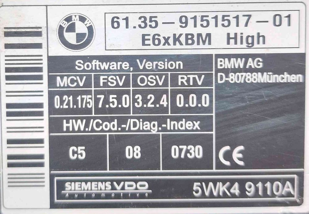 Módulo Eletrónico 5wk49110a - BMW 5