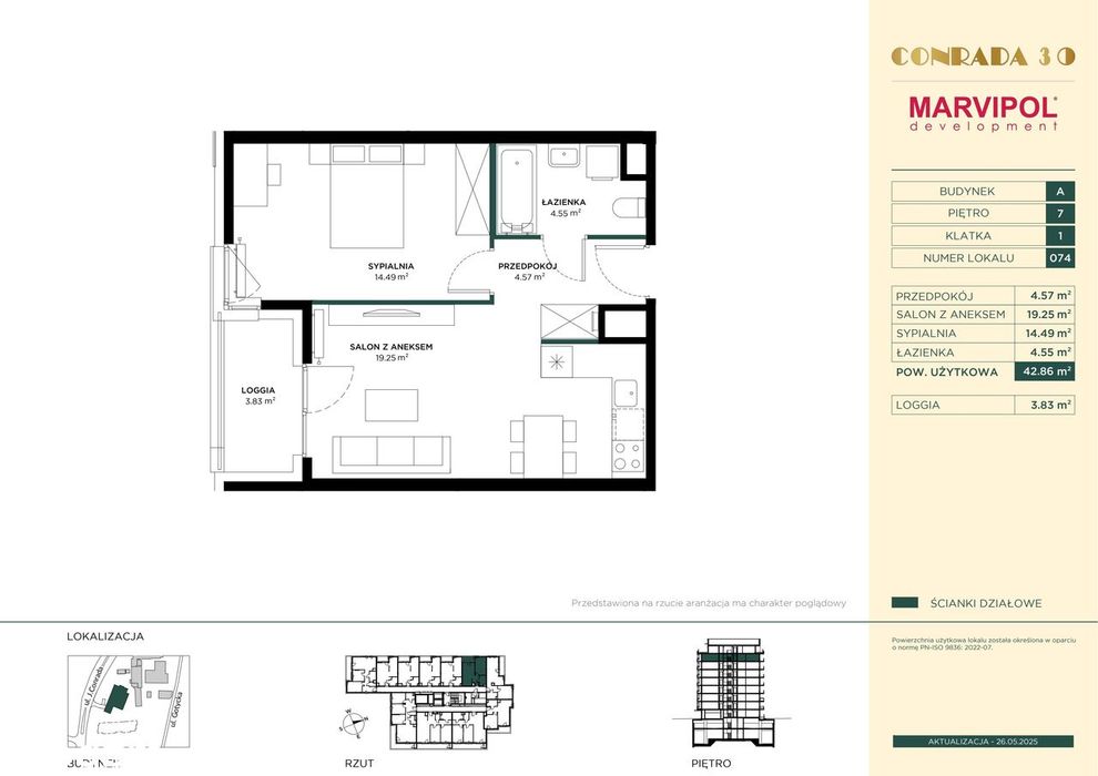 2-pokojowe mieszkanie 42m2 + loggia