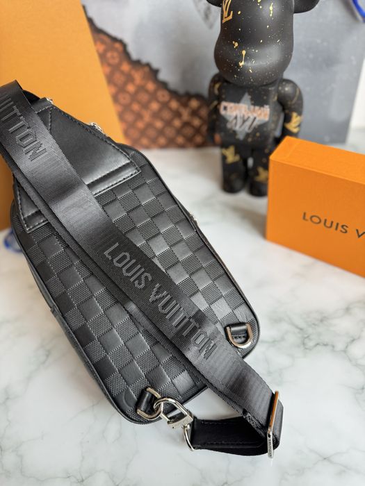 Сумка мужская черная Louis Vuitton Sling Bag Avenue Луи Витон кожа LV