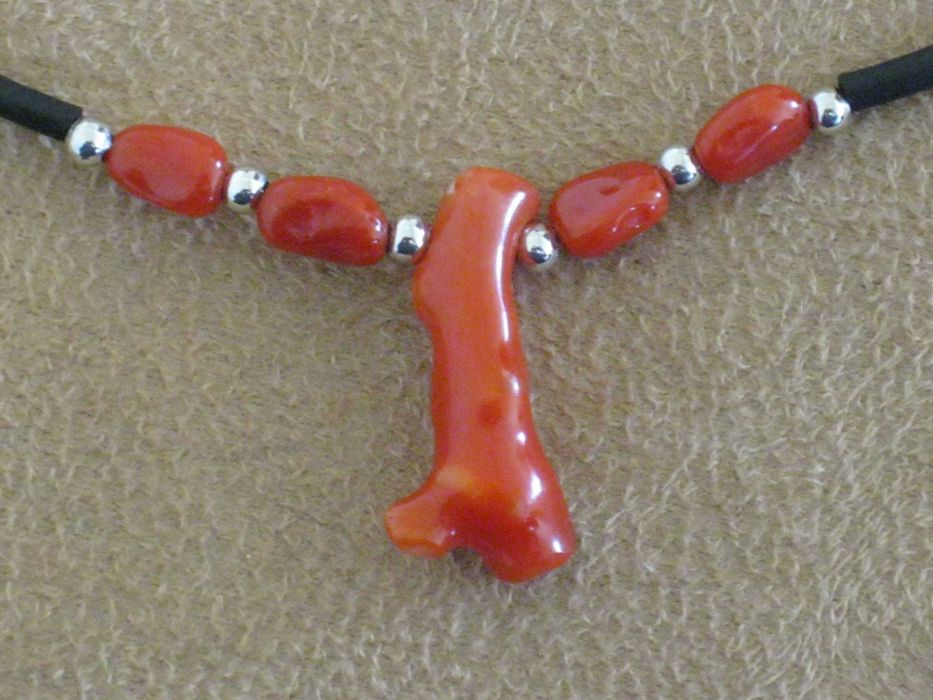 Fio-Volta C/Coral  Prata Maciça de Lei 925`/.. C/Contraste