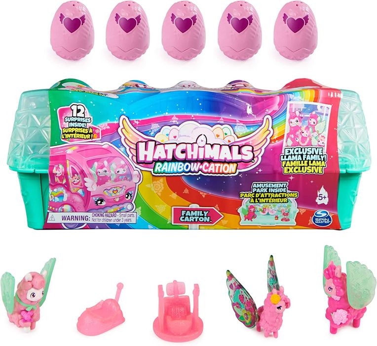 Хетчімалс Hatchimals Миготливі малюки, сімʼя лам, неонові , кошик