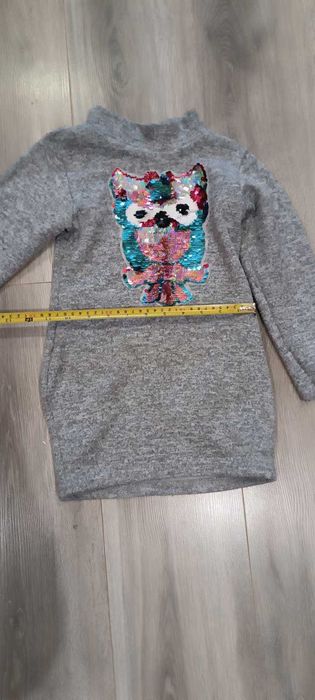 Тепла туніка на флісі для дівчинки з паєтками!