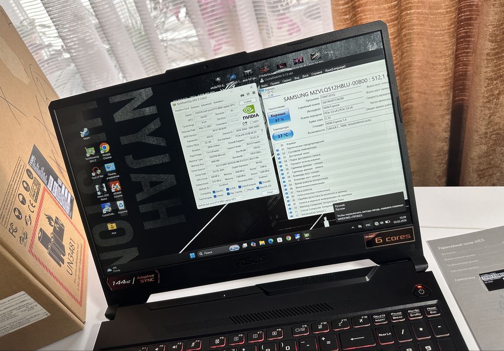 ‼️Asus Tuf F15‼️144Hz/RTX3050-4GB/Ryzen 5/512GB/16GB/Ноутбук/Гарантия