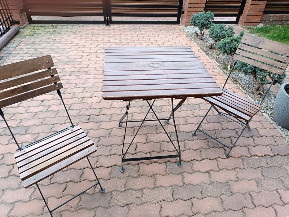 Meble ogrodowe, składane, solidne, stół + 4 krzesła