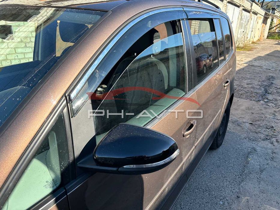 Вітровики Ветровики Дефлектори VW Touran 2003-2010-2016 з хромом