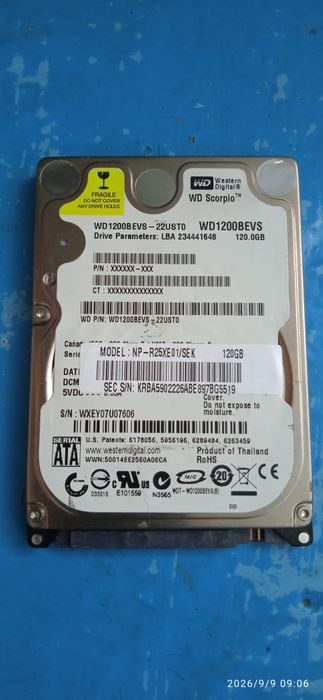 Жосткий диск накопитель 120 GB
