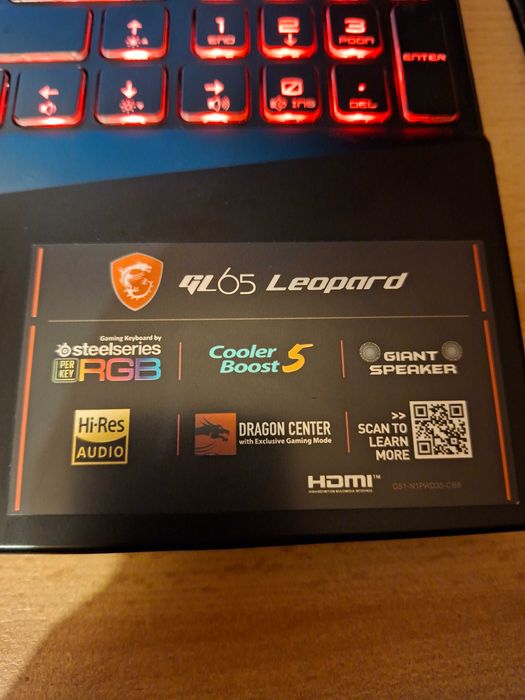 Portatil Gaming MSI GL65 Leopard – i7, RTX 2070, 16GB RAM, 1TB SSD
