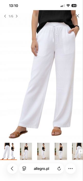 Biale lniane spodnie H&M 38/40