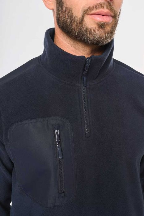 Camisola polar meio fecho eco-responsável unissexo Preta NOVA Tam. M