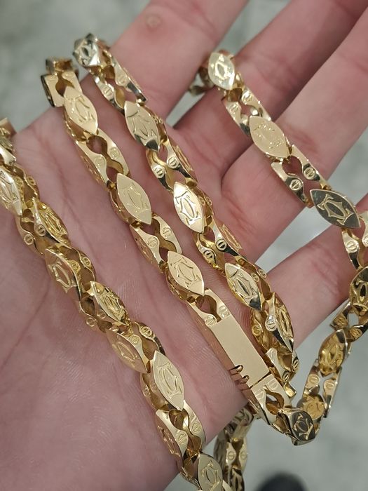 Złoty łańcuszek splot CARTIER 585 Nowy