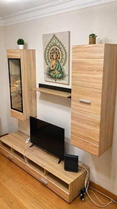 Conjunto de sala completo (móvel TV + módulos + cristaleira + aparador]