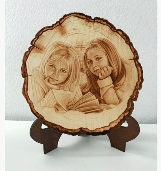 Portret grawerowany na drewnie 20cm