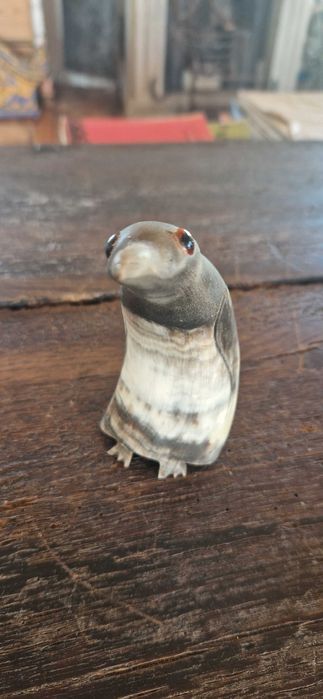 Pingwin z rogu rękodzieło antyk boho dekor cudo sztuka rdzenna