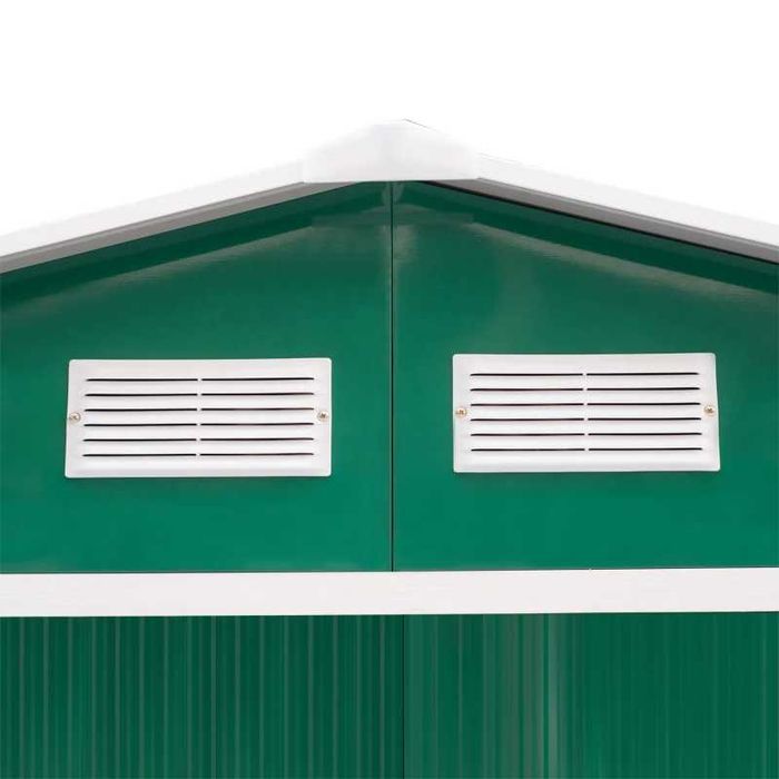 Abrigo de Jardim em Aço 277x195x192 cm – Porta Dupla e 4 Ventilações