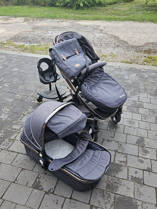 Wózek Lionelo 2w1 Mari Grafit plus dostawka dla starszaka