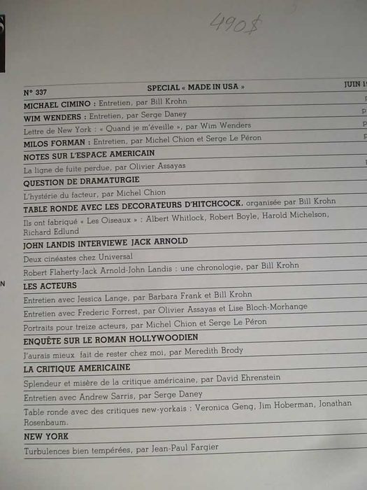 CAHIERS DU CINEMA (1982) - MADE IN U.S.A. Volumes I e II