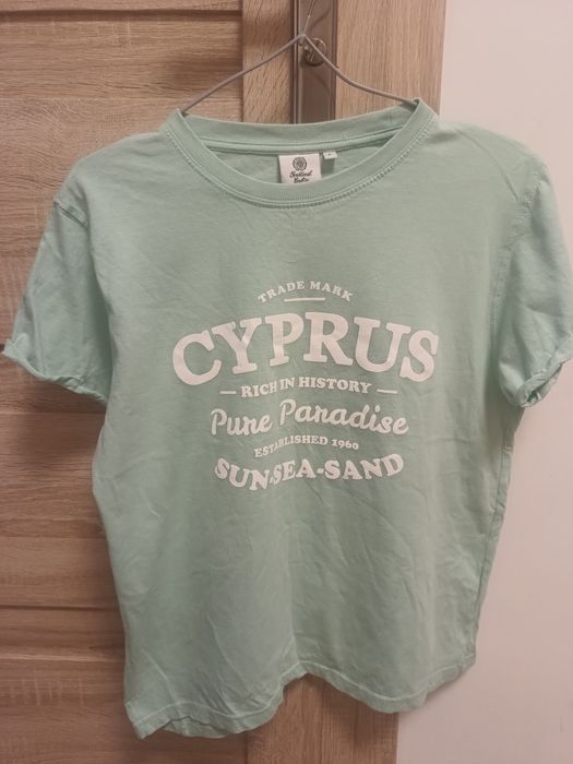 Miętowy t-shirt bluzka na krótki rękaw koszulka z napisem Cyprys unisex