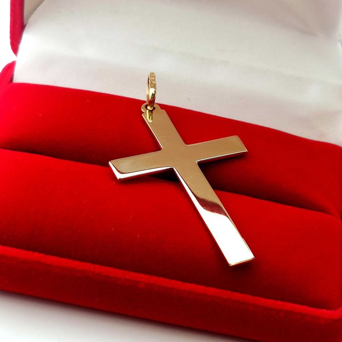 Złota zawieszka Krzyżyk duży gładki Pr.585 W:4,12gr