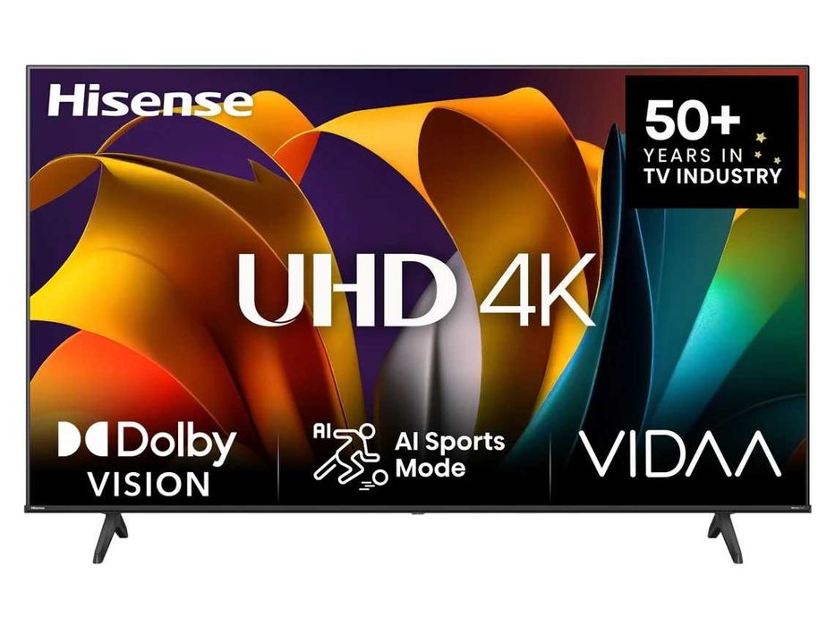 TV HISENSE 43", Smart TV, modelo 43A6N, 4K Ultra HD. Altifalantes Redução de ruídos. Guia de voz. Controle remoto. Com caixa original para transporte.
