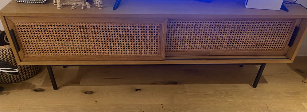 Movel de TV madeira carvalho e palhinha La Redoute 160cm