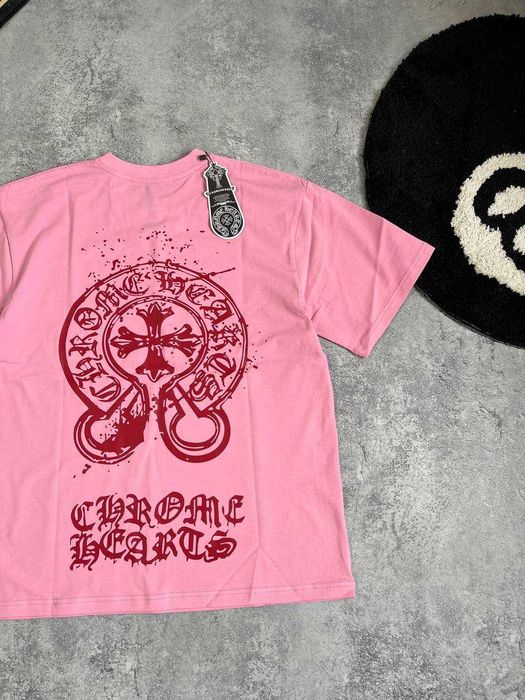 Рожева Футболка Chrome Hearts з бірками (Хром Хартс)