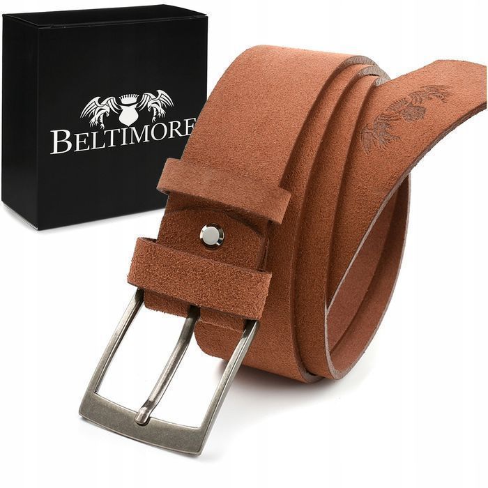 Beltimore męski pasek skórzany zamszowy szeroki 110 cm R95 prezent