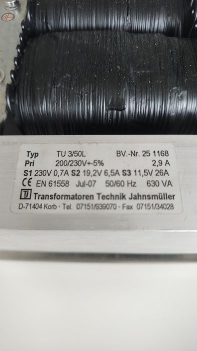 Transformator 630VA.  230v  19,2V.  11,5V. V