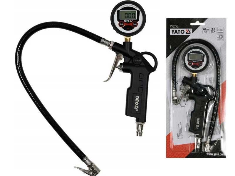 Yato Pistolet Do Pompowania Kół Cyfrowy Manometr Wyświetlacz Yt-23702