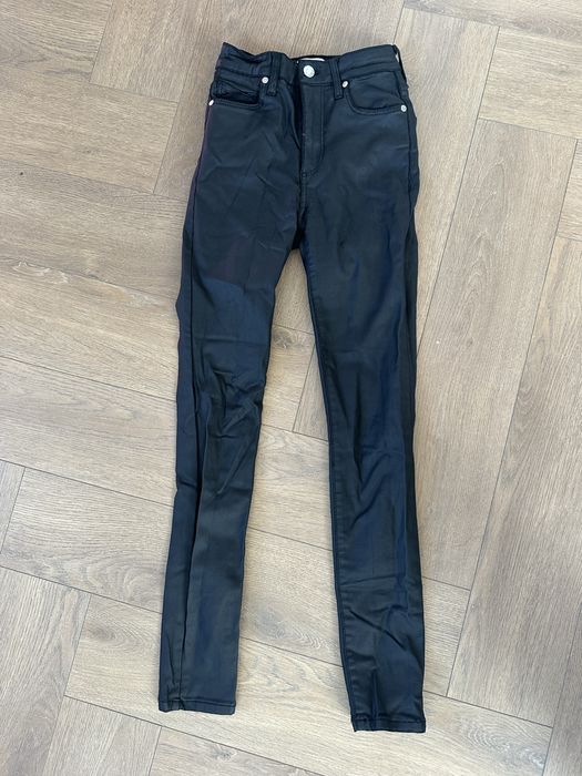 Spodnie rurki woskowane skinny slim wysoki stan