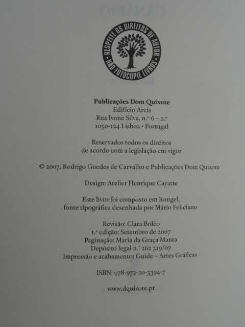 Canário de Rodrigo Guedes de Carvalho - 1ª Edição