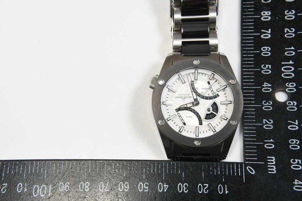 Jacques Lemans 1-1634 biała tarcza Duotime Date zegarek męski Multifunction