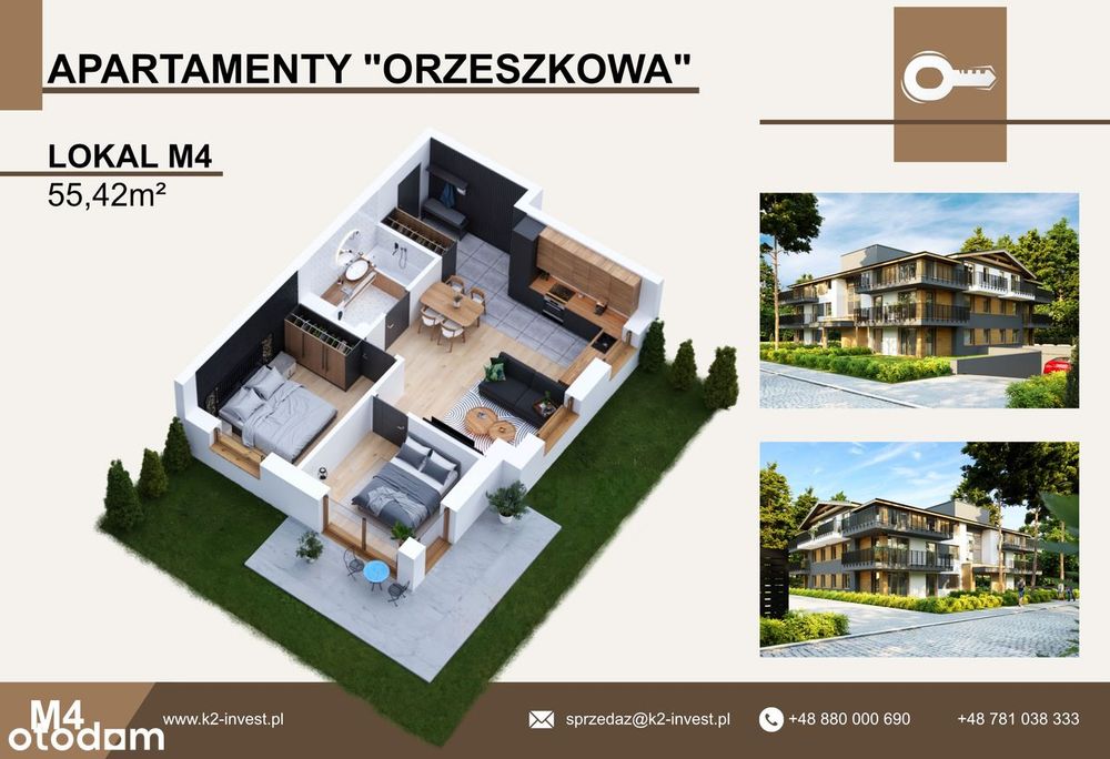 Apartament w kameralnej inwestycji parter 55,42m2 ogródek 82m2 OKAZJA!