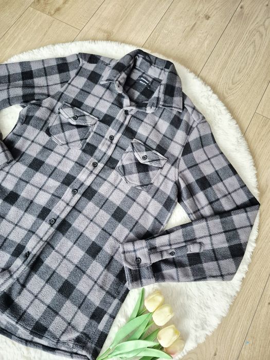 Bluza koszulowa damska polarowa ciepła koszula S 36 w kratę hit