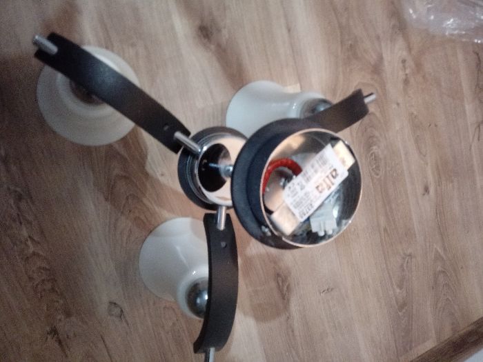 Żyrandol 3 ramienny Chrom-Drewno