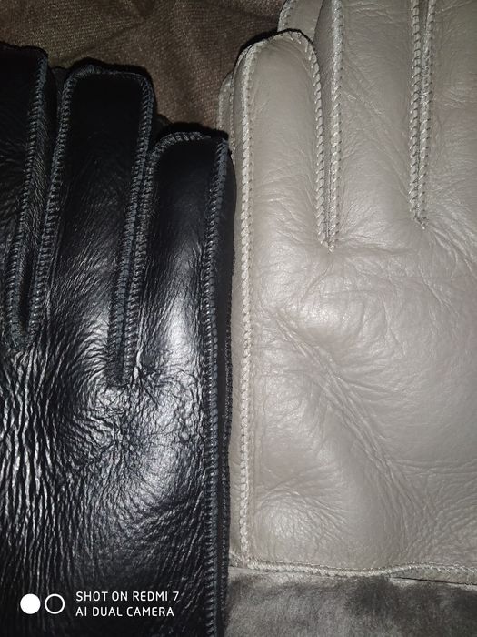 Кожаные перчатки дублёнка  мутон