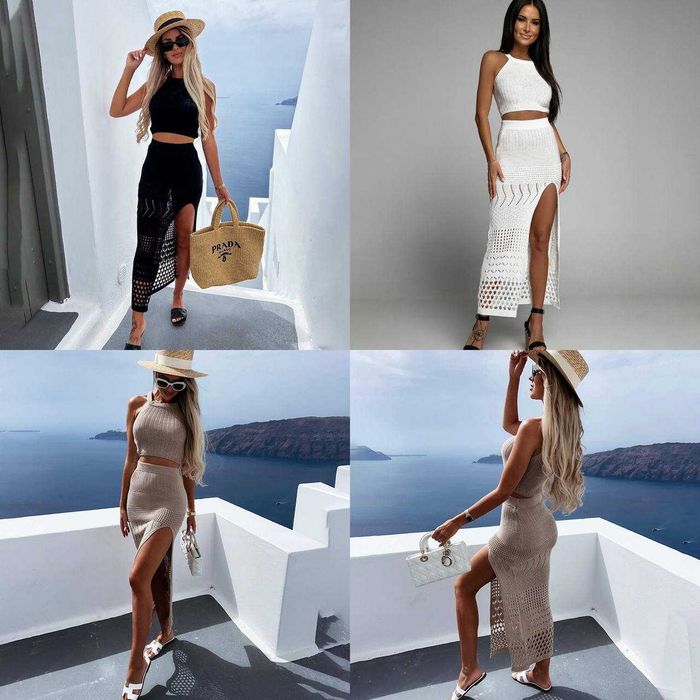 Плетений пляжний костюм, пляжні плетені сукні ОПТ, Дроп, Роздріб
