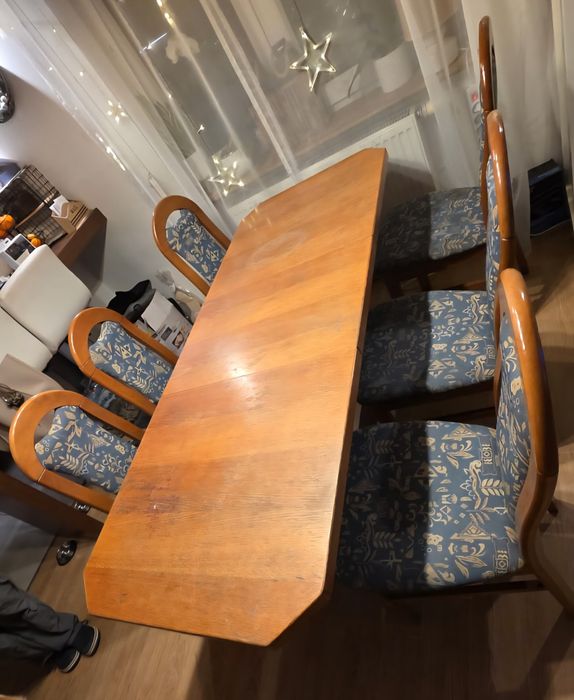Stół rozkładany drewniany + 6 krzeseł