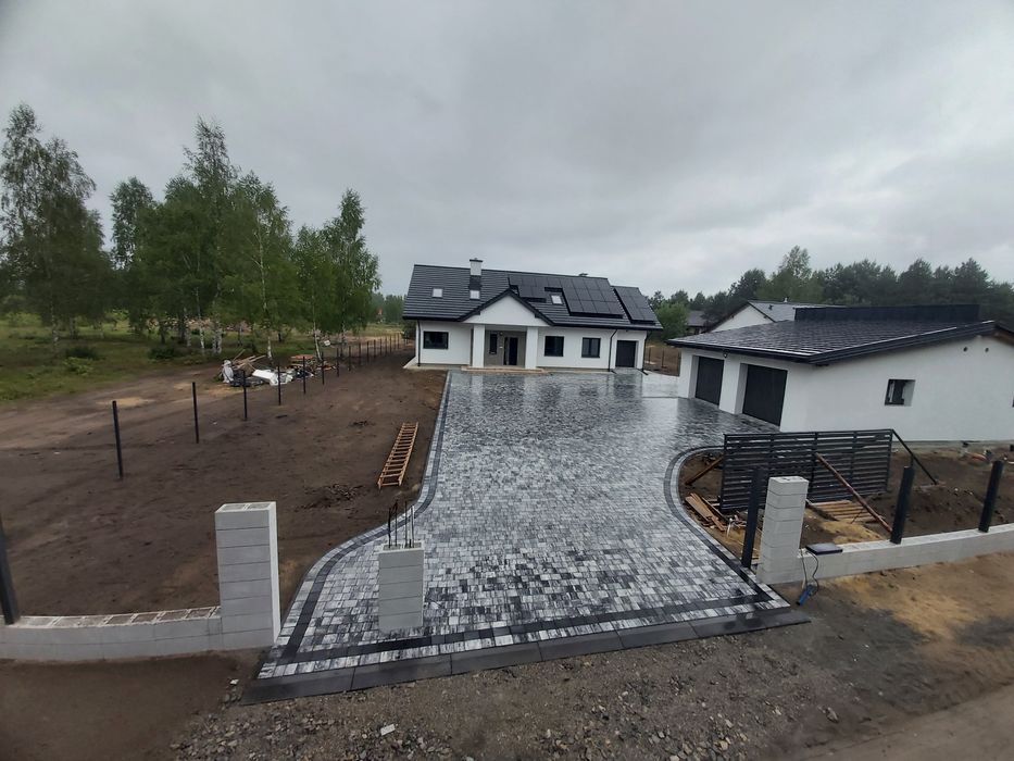 Usługi brukarskie,  Niwelacja terenu, ogrodzenia panelowe