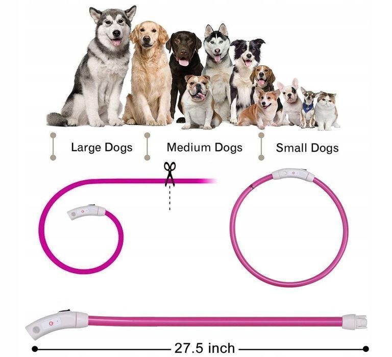 Obroża Dla Psa Z Podświetleniem Led, Ładowana Przez Usb Regulowana