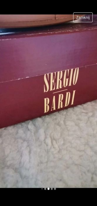 Nowe damskie czółenka Sergio Bardi eleganckie buty camel na słupku