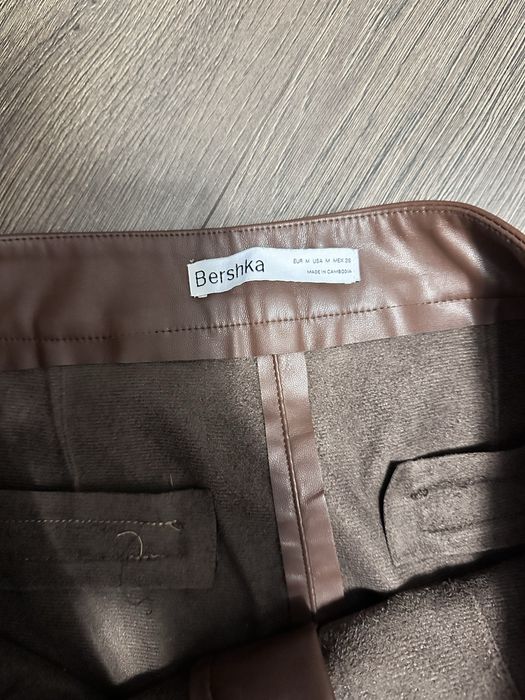 штани шкіряні коричневі розмір М bershka mango zara reserved