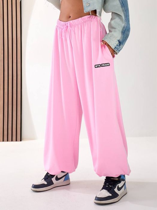 Штани оверсайз трикотажні рожеві
