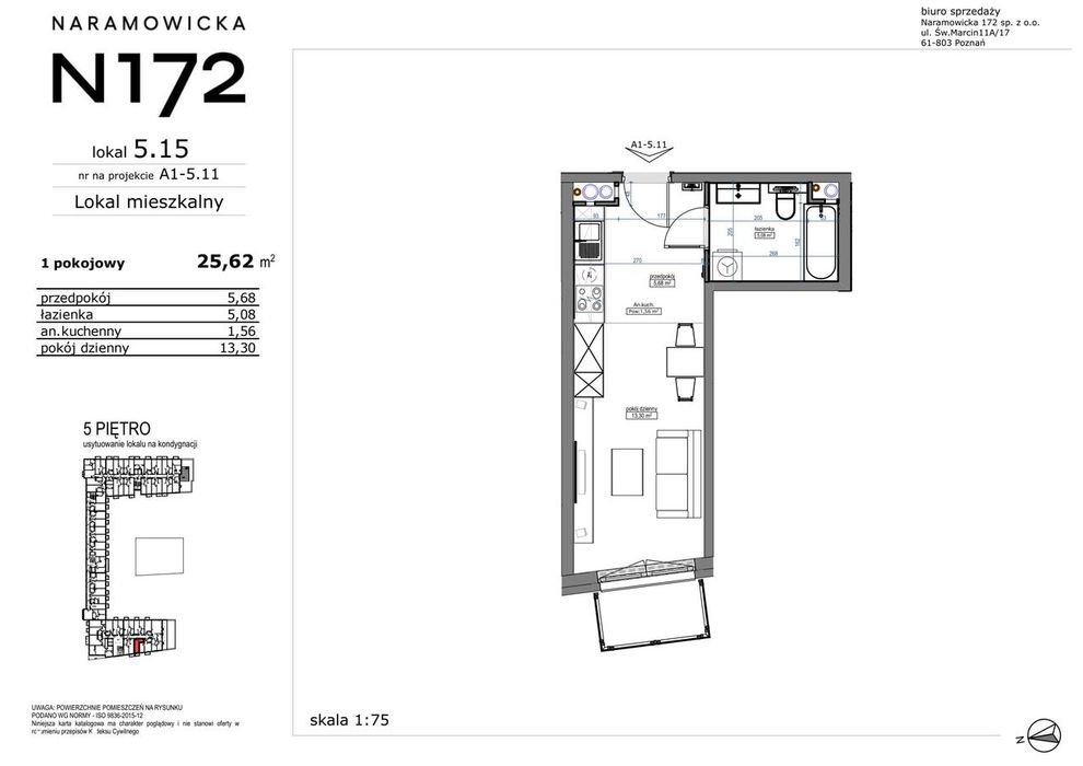 1-pokojowe mieszkanie 25m2 + balkon