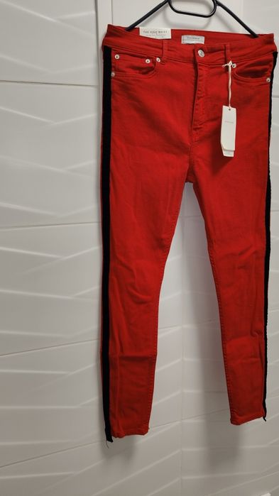 Spodnie Zara r. 8 / S NOWE czerwone lampas