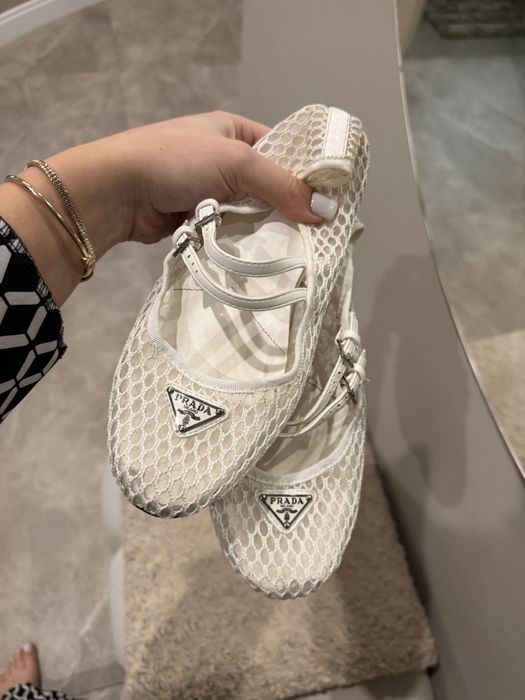 Балетки в сітку prada білі 36-37