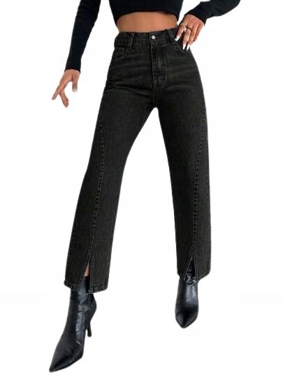 Shein spodnie jeansowe damskie czarne 7/8 wysoki stan petite xs 1la