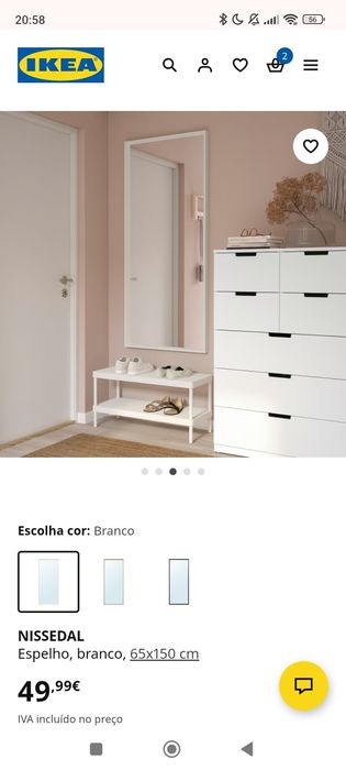 Espelho NISSEDAL IKEA 
Espelho, branco, 65x150 cm