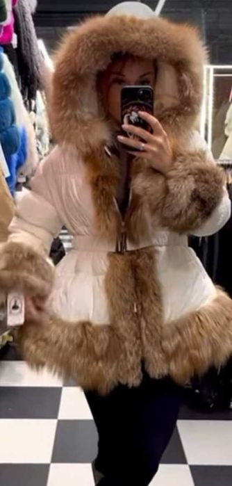 Kurtka puchowa luxusowa lis naturalny