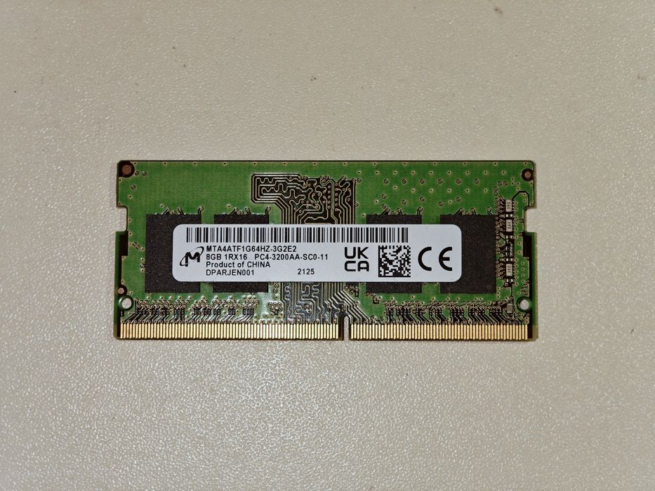 Оперативна пам'ять 8gb Micron DDR4 3200MHz So-Dimm для ноутбуків, 8Гб ДДР4 3200МГц